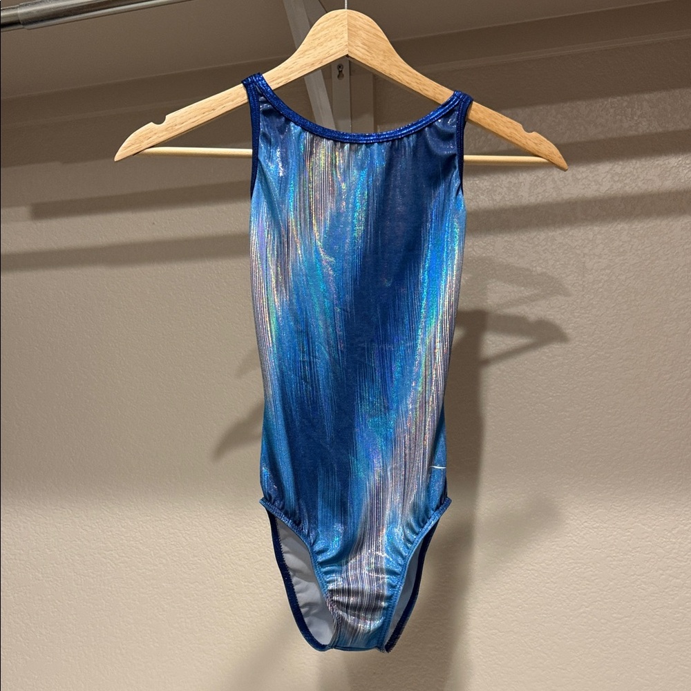 Destira Girls' Blue Holographic One-Piece Bodysuit
